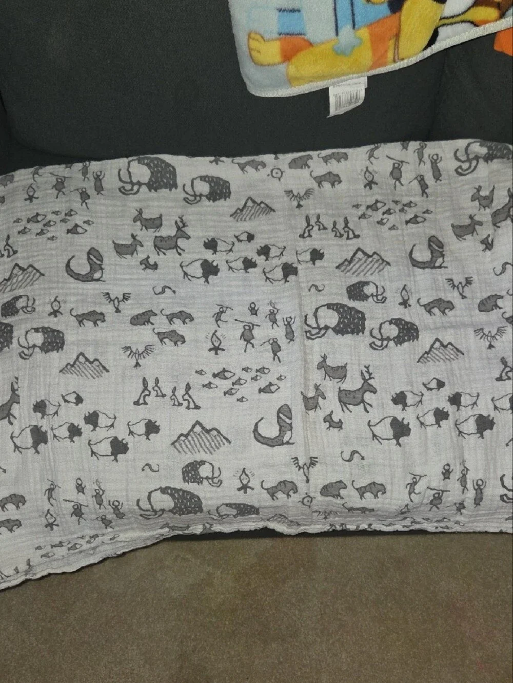 Little Unicorn Brand Swaddle White & Gray Animal Print Muslin Blanket